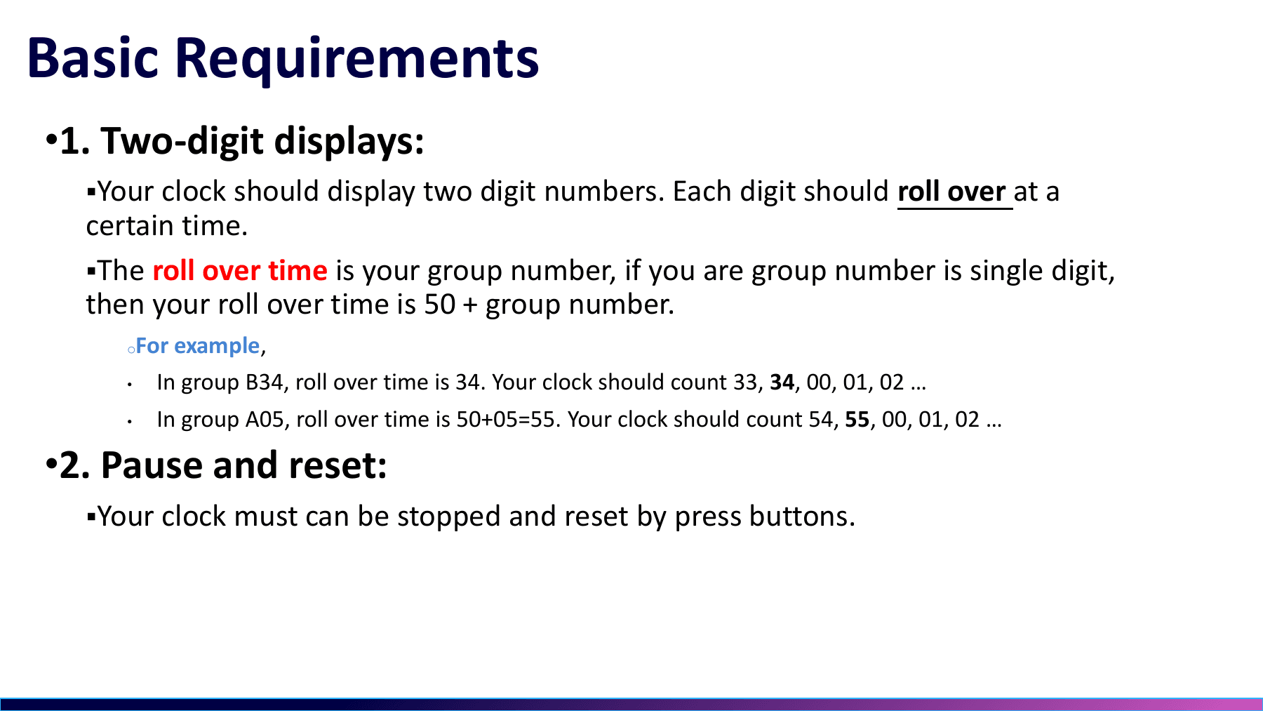 Digital clock course requirements