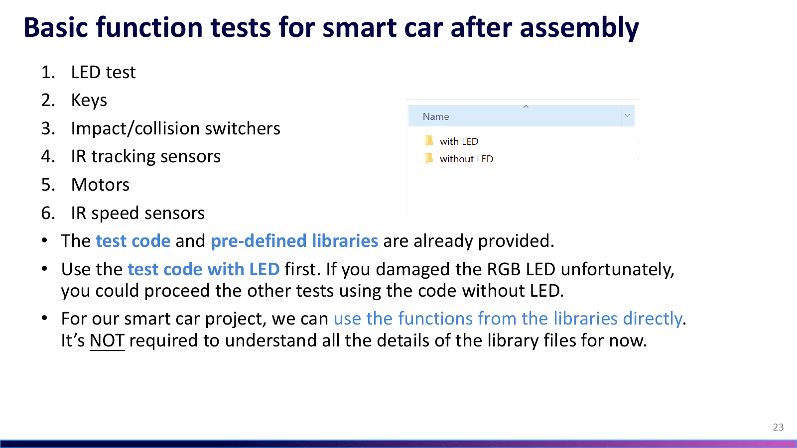Smart car basic function tests