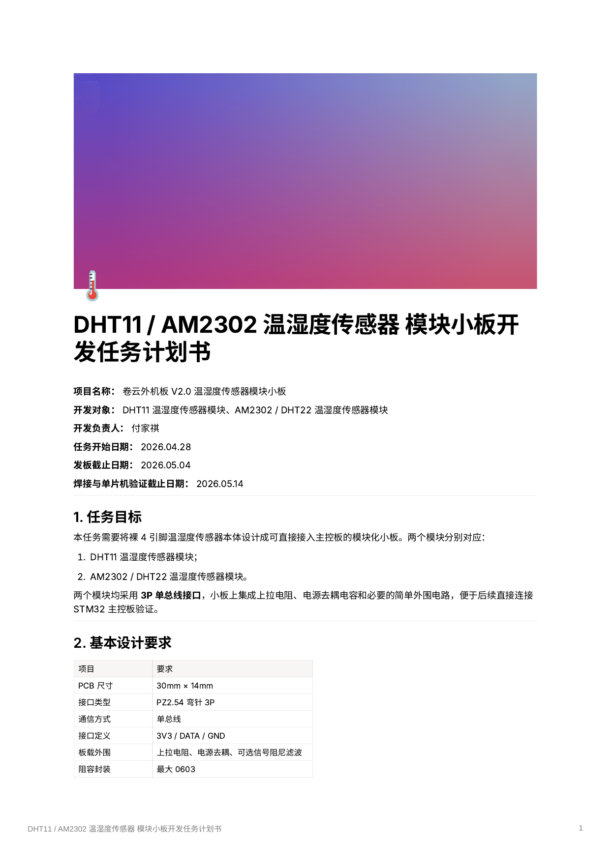 DHT11 / AM2302 breakout plan cover